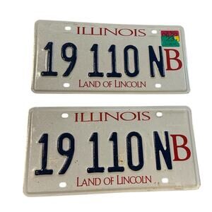 Vintage Illinois License Truck Plate Pair 19 110 NB Land of Lincoln Matching Set